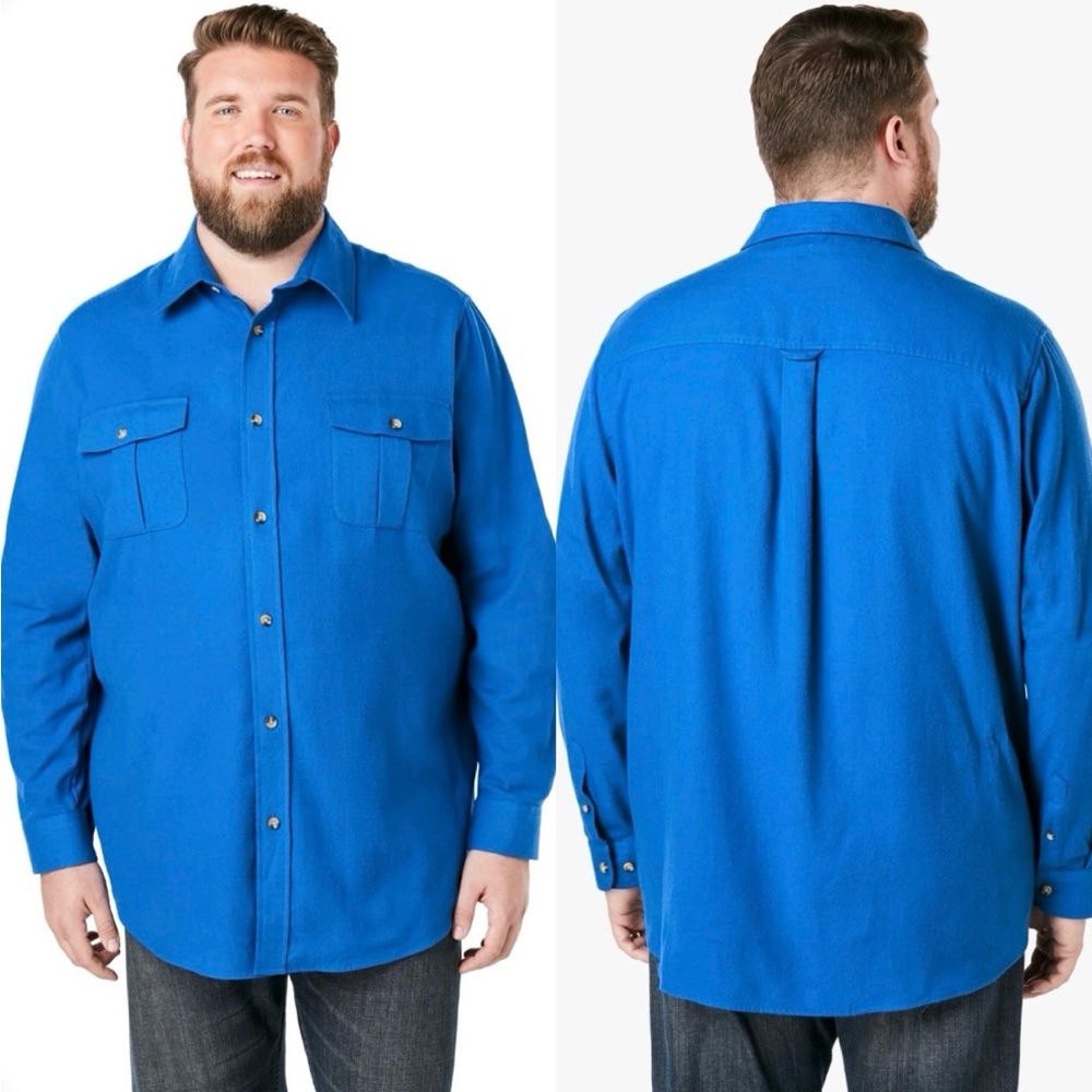 King Size Long Sleeve Button Down 2X Tall Soft Button Down Shirt 100% Cotton #93